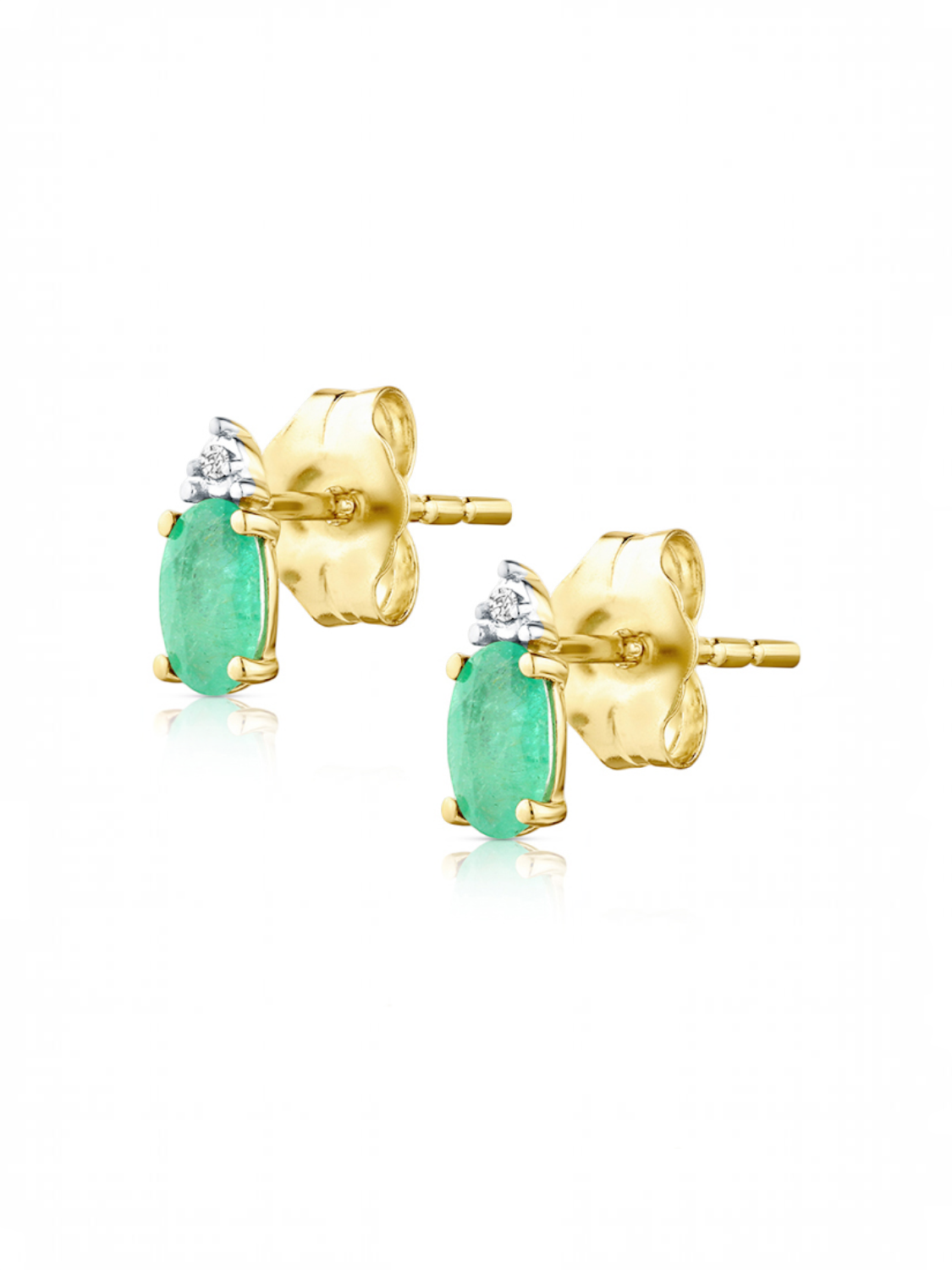 Ohrstecker, mit Smaragd, 375 Gelbgold
