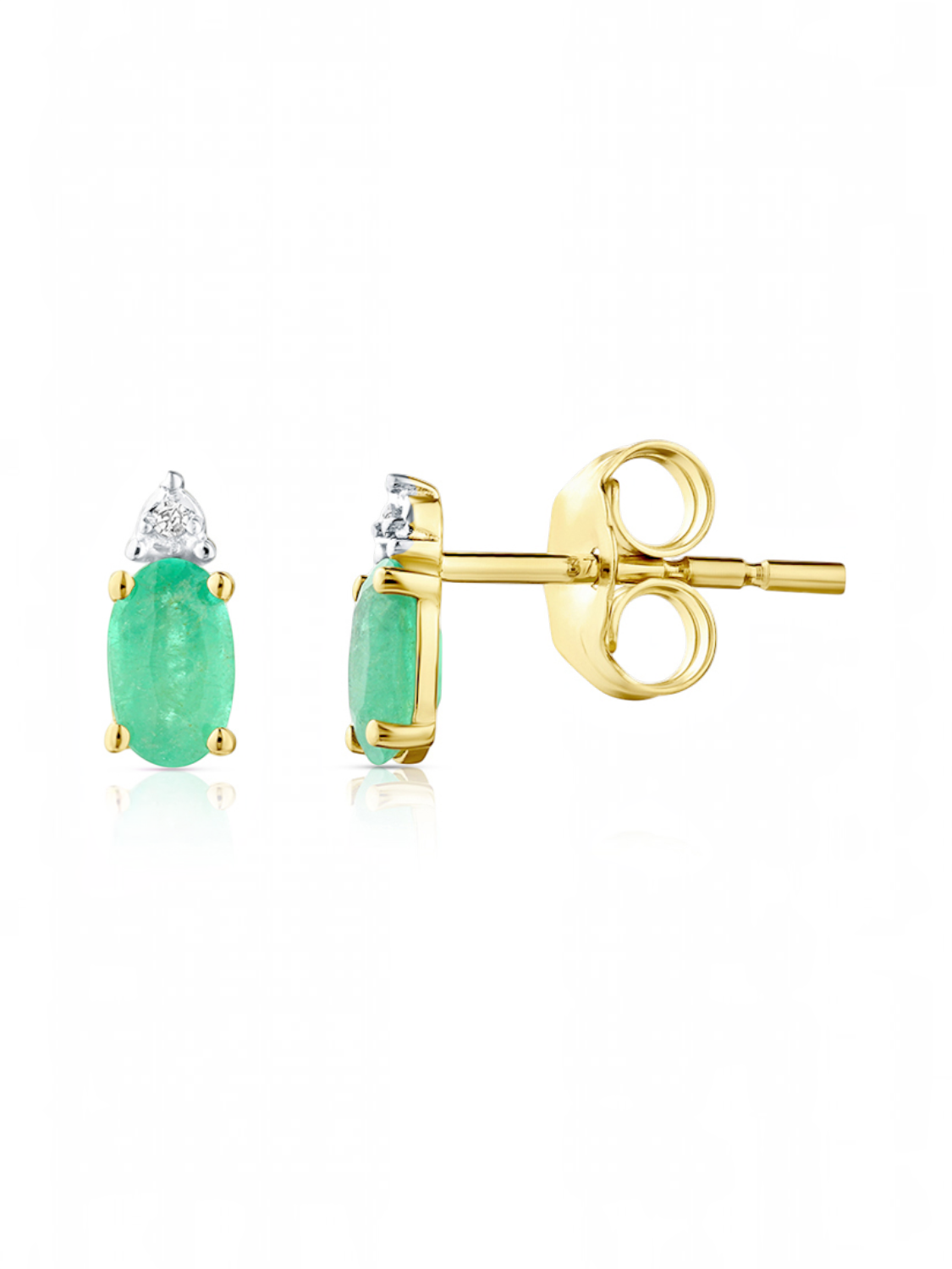Ohrstecker, mit Smaragd, 375 Gelbgold