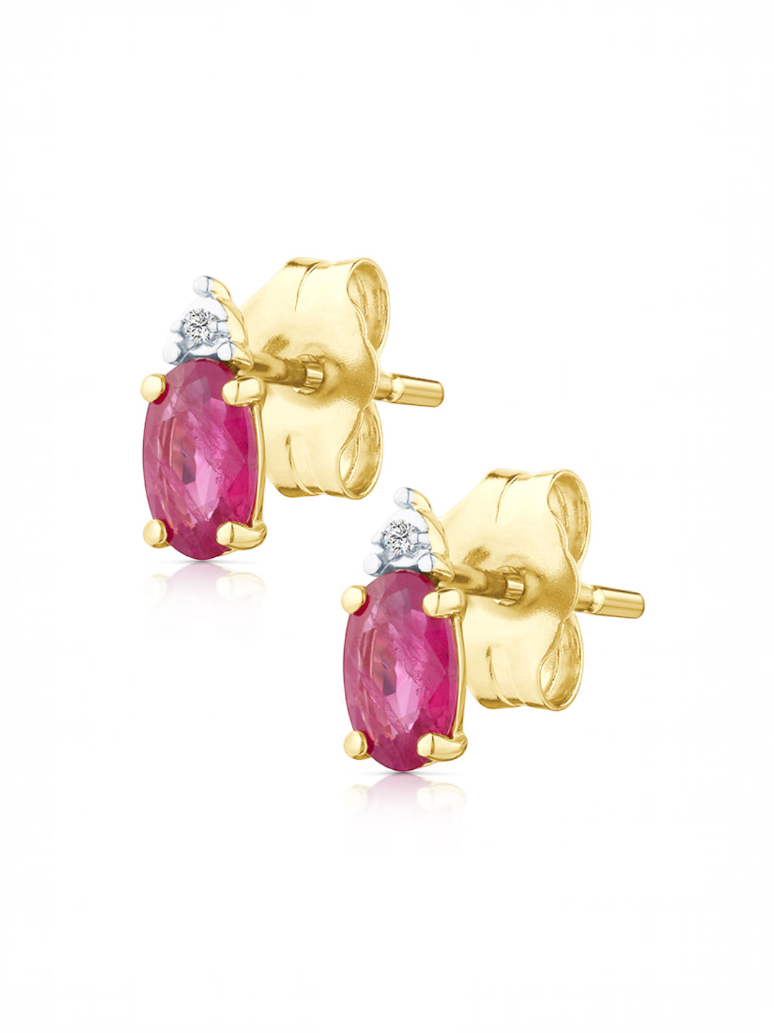 Ohrstecker, mit Rubin, 375 Gelbgold