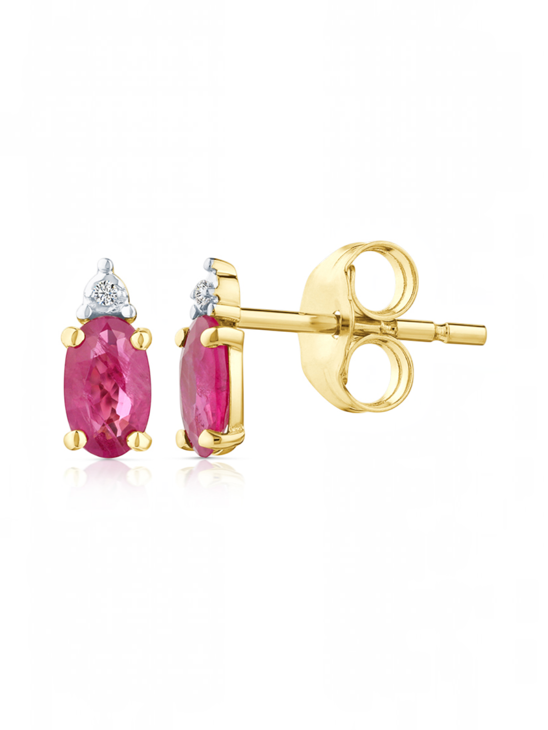 Ohrstecker, mit Rubin, 375 Gelbgold