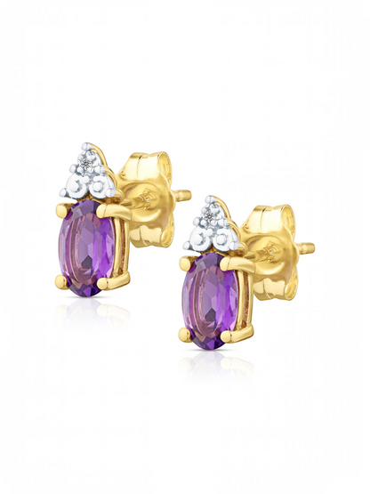 Ohrstecker, mit Amethyst, 375 Gelbgold