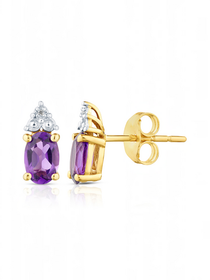 Ohrstecker, mit Amethyst, 375 Gelbgold