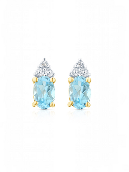 Ohrstecker, mit Blautopas, 375 Gelbgold