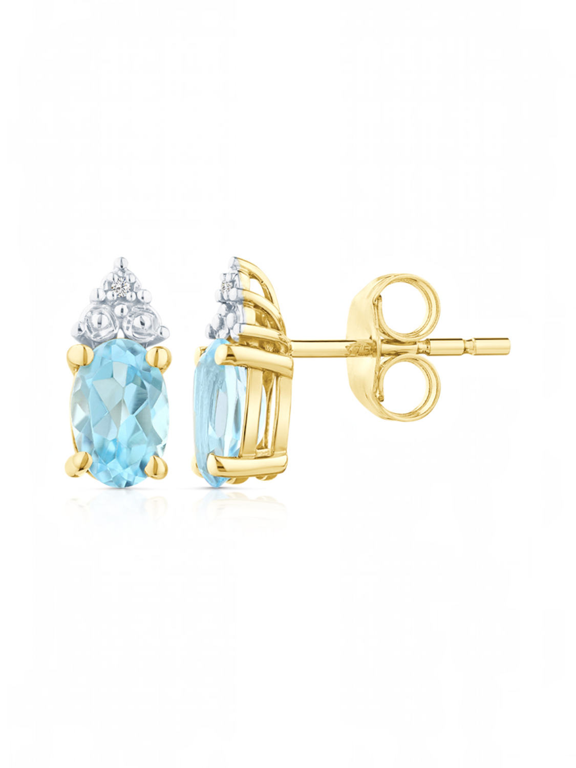 Ohrstecker, mit Blautopas, 375 Gelbgold