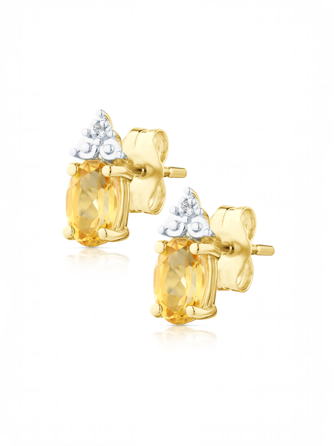 Ohrstecker, mit Citrin, 375 Gelbgold