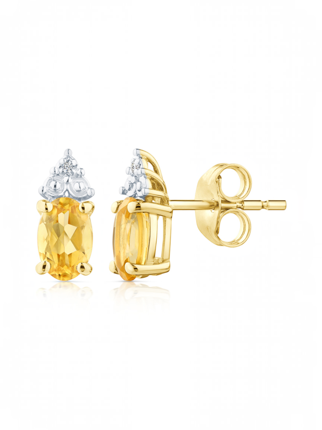 Ohrstecker, mit Citrin, 375 Gelbgold