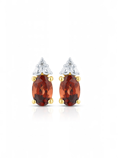 Ohrstecker, mit Granat, 375 Gelbgold