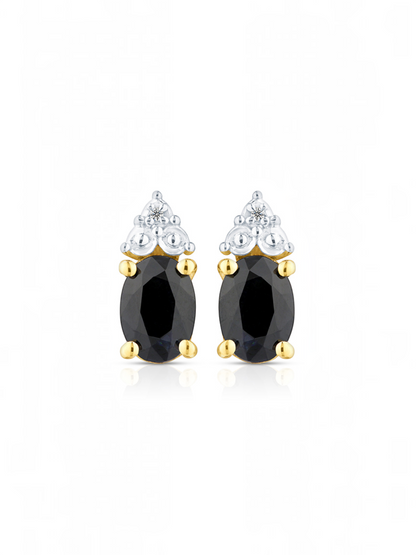 Ohrstecker, mit Saphir, 375 Gelbgold