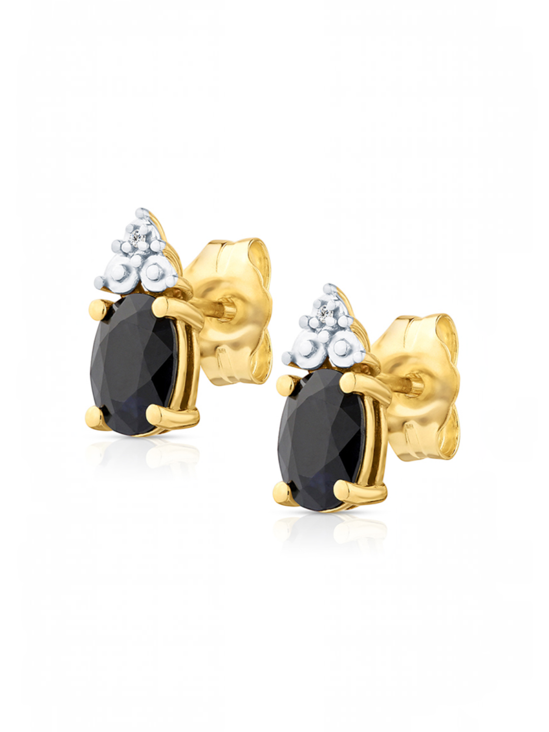 Ohrstecker, mit Saphir, 375 Gelbgold