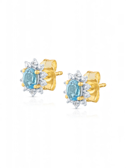 Ohrstecker, mit Blautopas, 375 Gelbgold