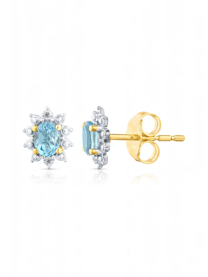 Ohrstecker, mit Blautopas, 375 Gelbgold