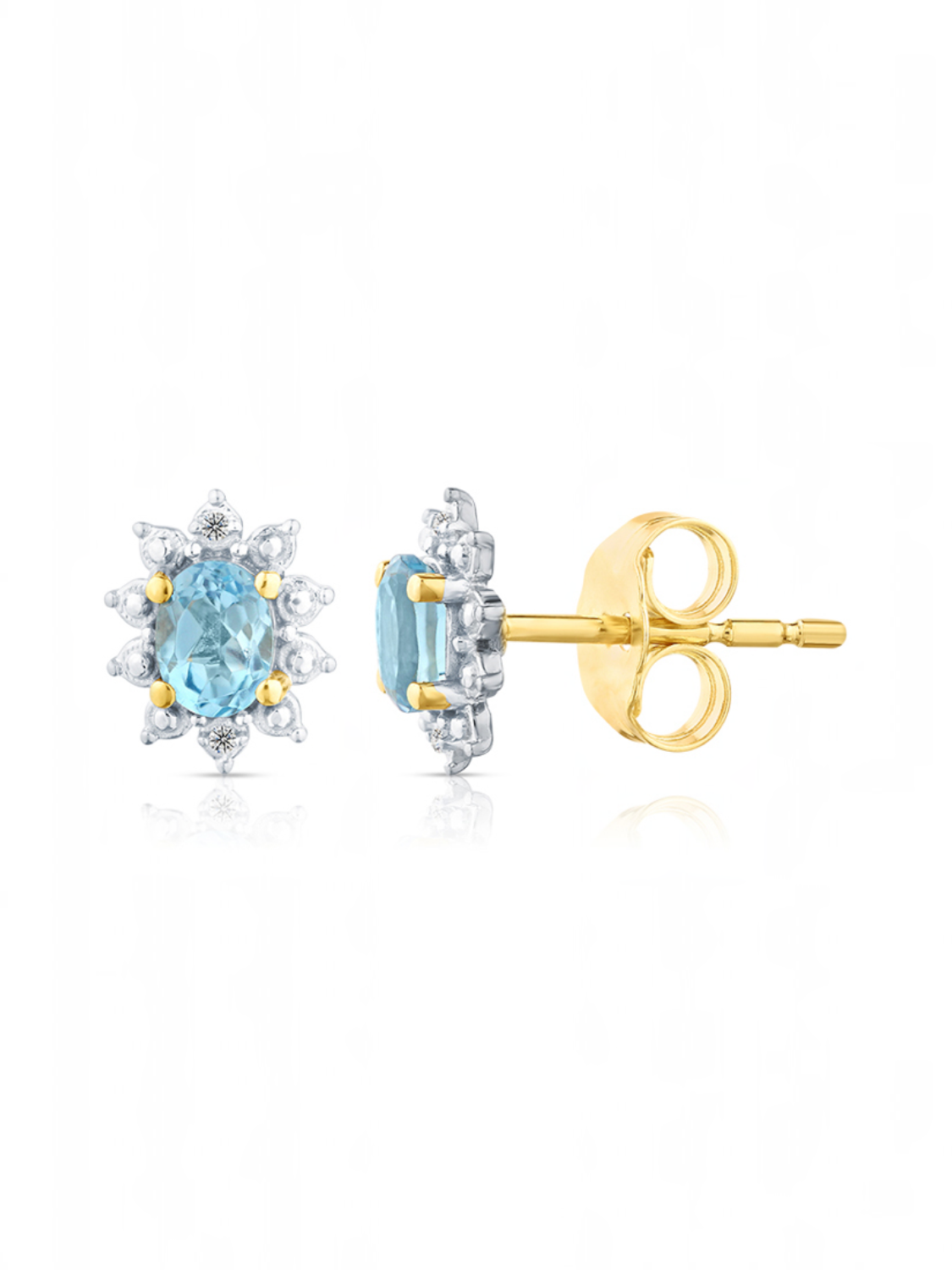 Ohrstecker, mit Blautopas, 375 Gelbgold