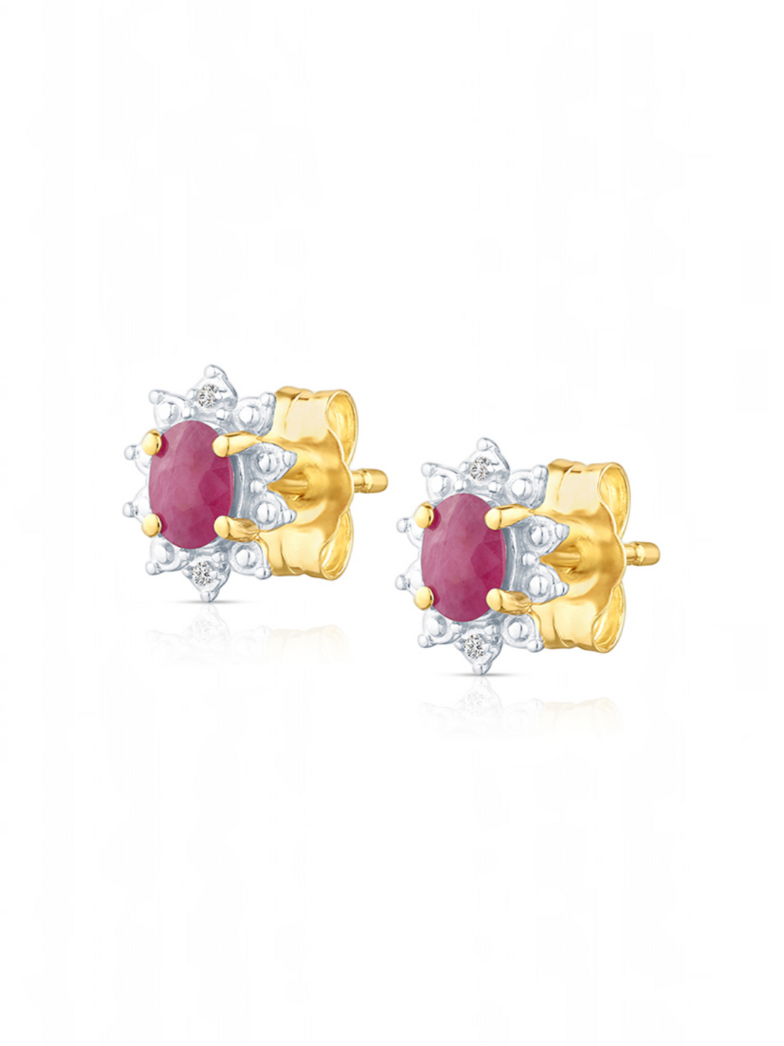 Ohrstecker, mit Rubin, 375 Gelbgold