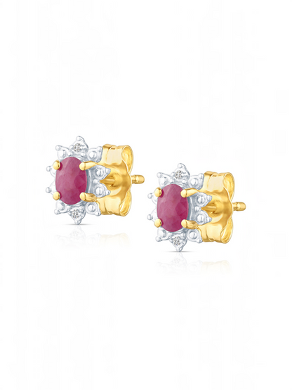 Ohrstecker, mit Rubin, 375 Gelbgold