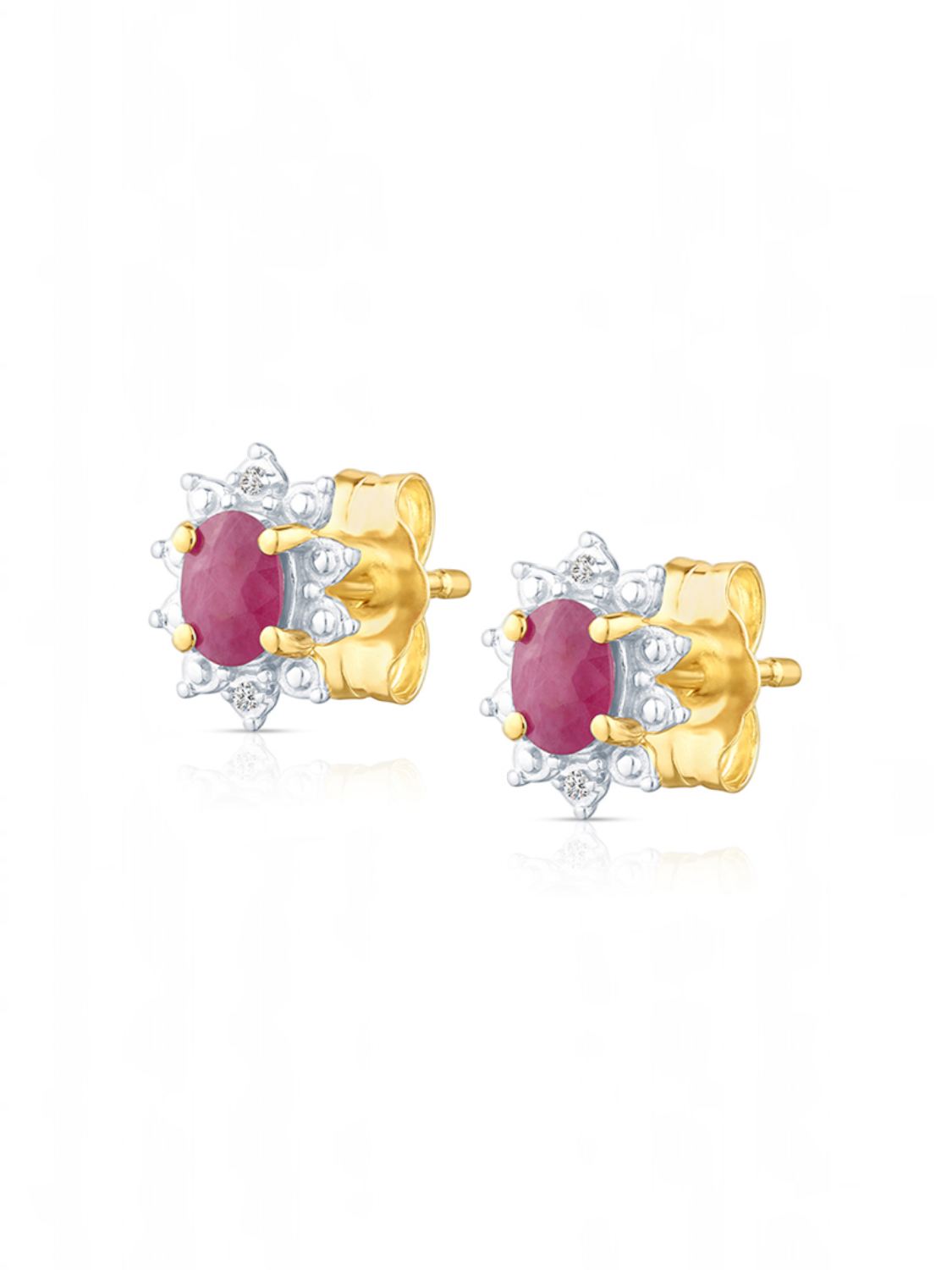 Ohrstecker, mit Rubin, 375 Gelbgold