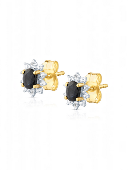 Ohrstecker, mit Saphir, 375 Gelbgold