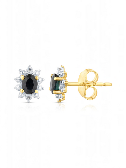 Ohrstecker, mit Saphir, 375 Gelbgold