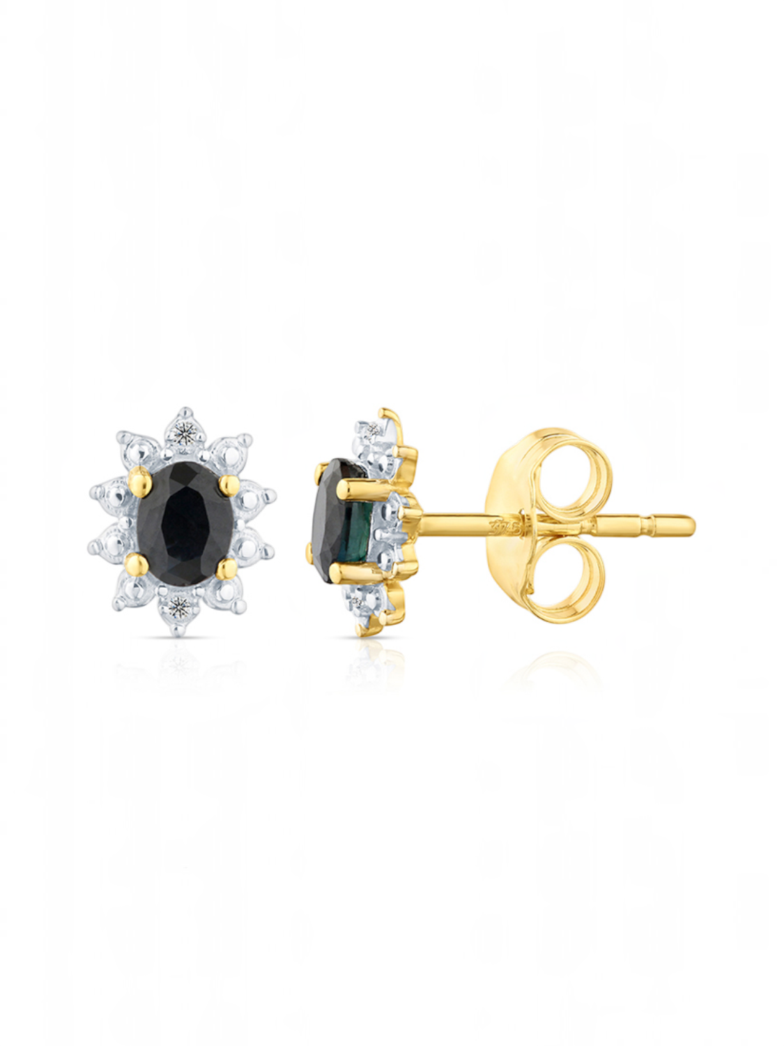 Ohrstecker, mit Saphir, 375 Gelbgold