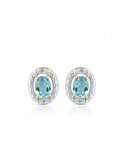 Ohrstecker, mit Blautopas, 375 Gelbgold