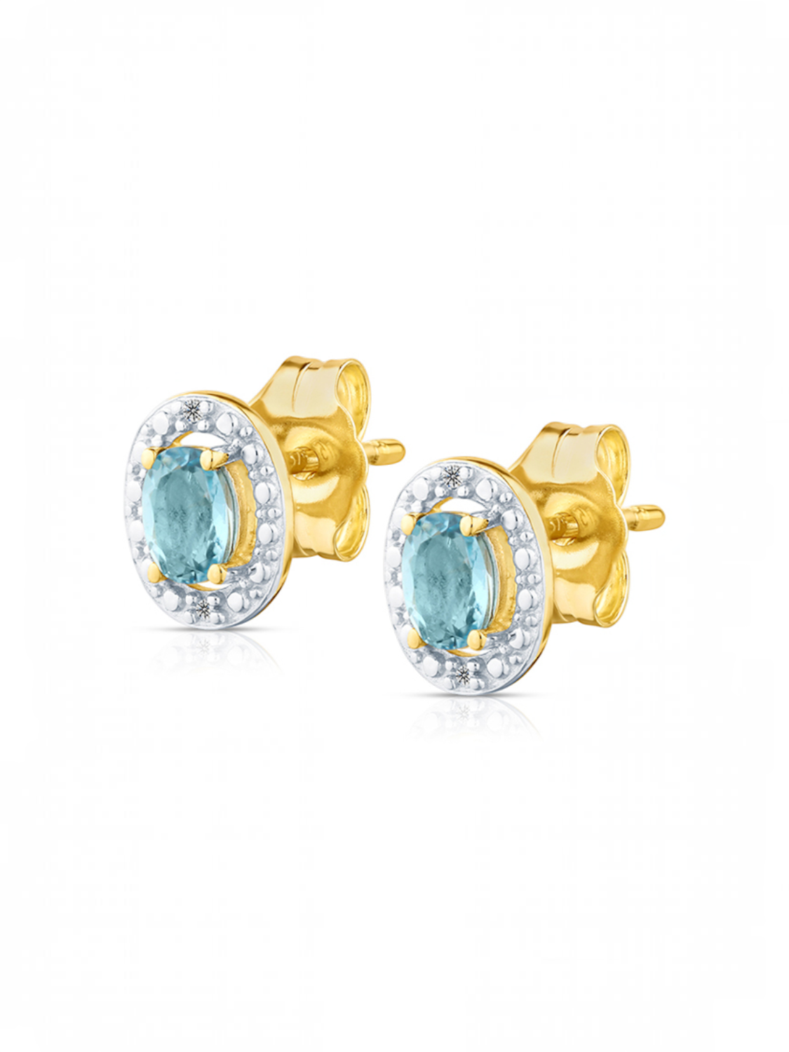 Ohrstecker, mit Blautopas, 375 Gelbgold