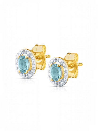 Ohrstecker, mit Blautopas, 375 Gelbgold