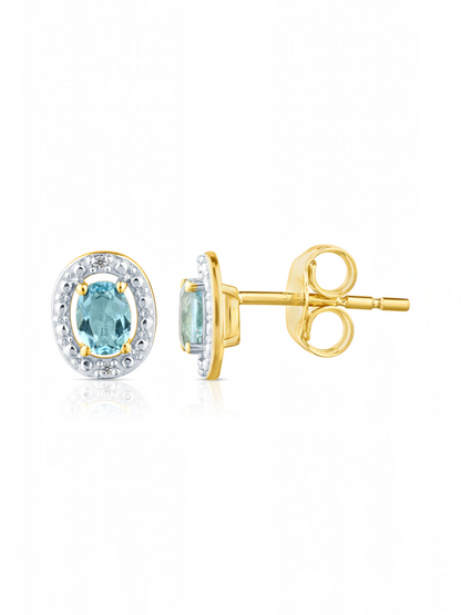 Ohrstecker, mit Blautopas, 375 Gelbgold