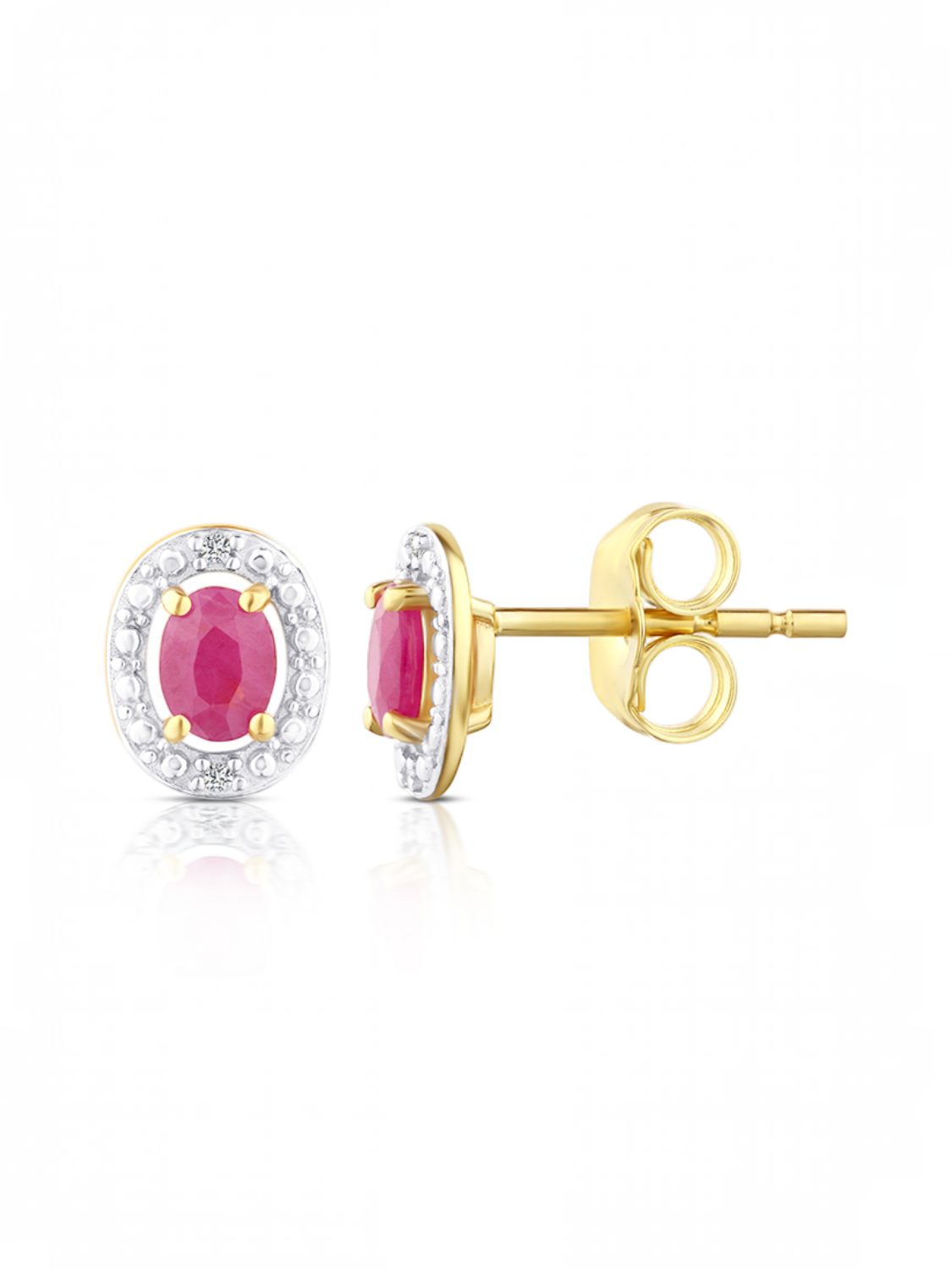 Ohrstecker, mit Rubin, 375 Gelbgold