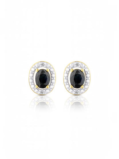 Ohrstecker, mit Saphir, 375 Gelbgold