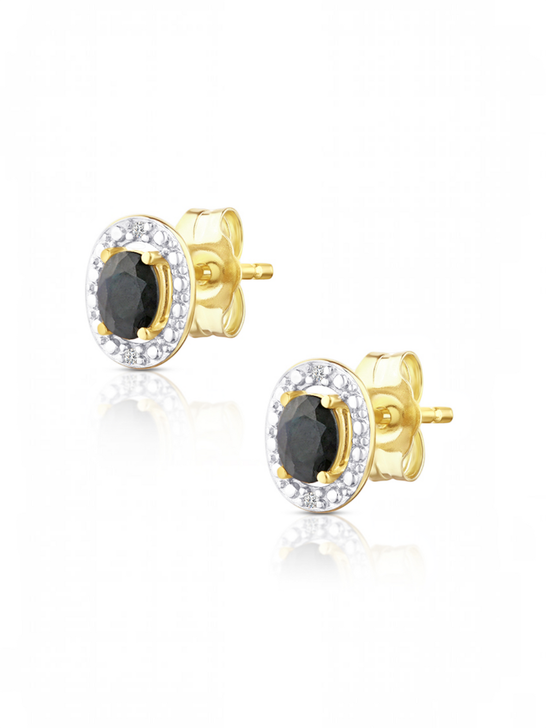 Ohrstecker, mit Saphir, 375 Gelbgold