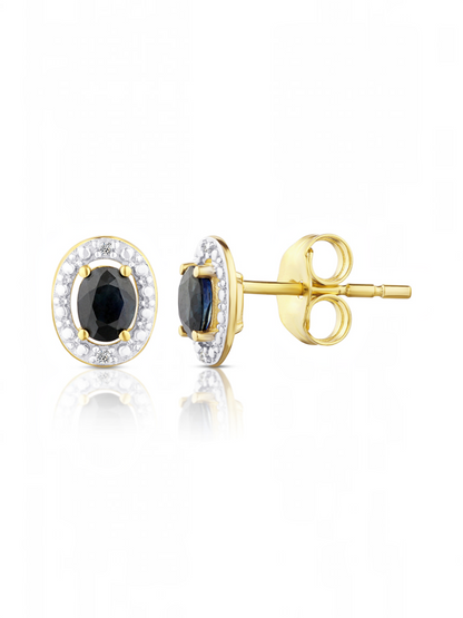 Ohrstecker, mit Saphir, 375 Gelbgold