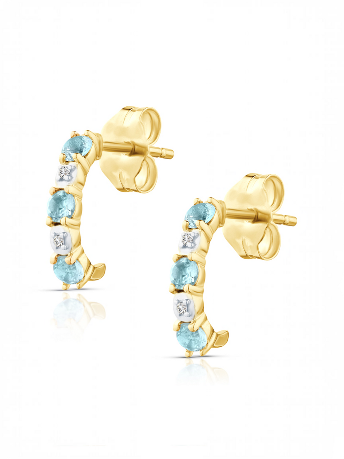 Creolen, mit Blautopas, 375 Gelbgold