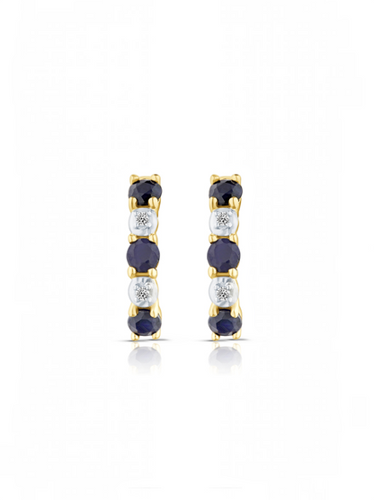 Creolen, mit Saphir, 375 Gelbgold