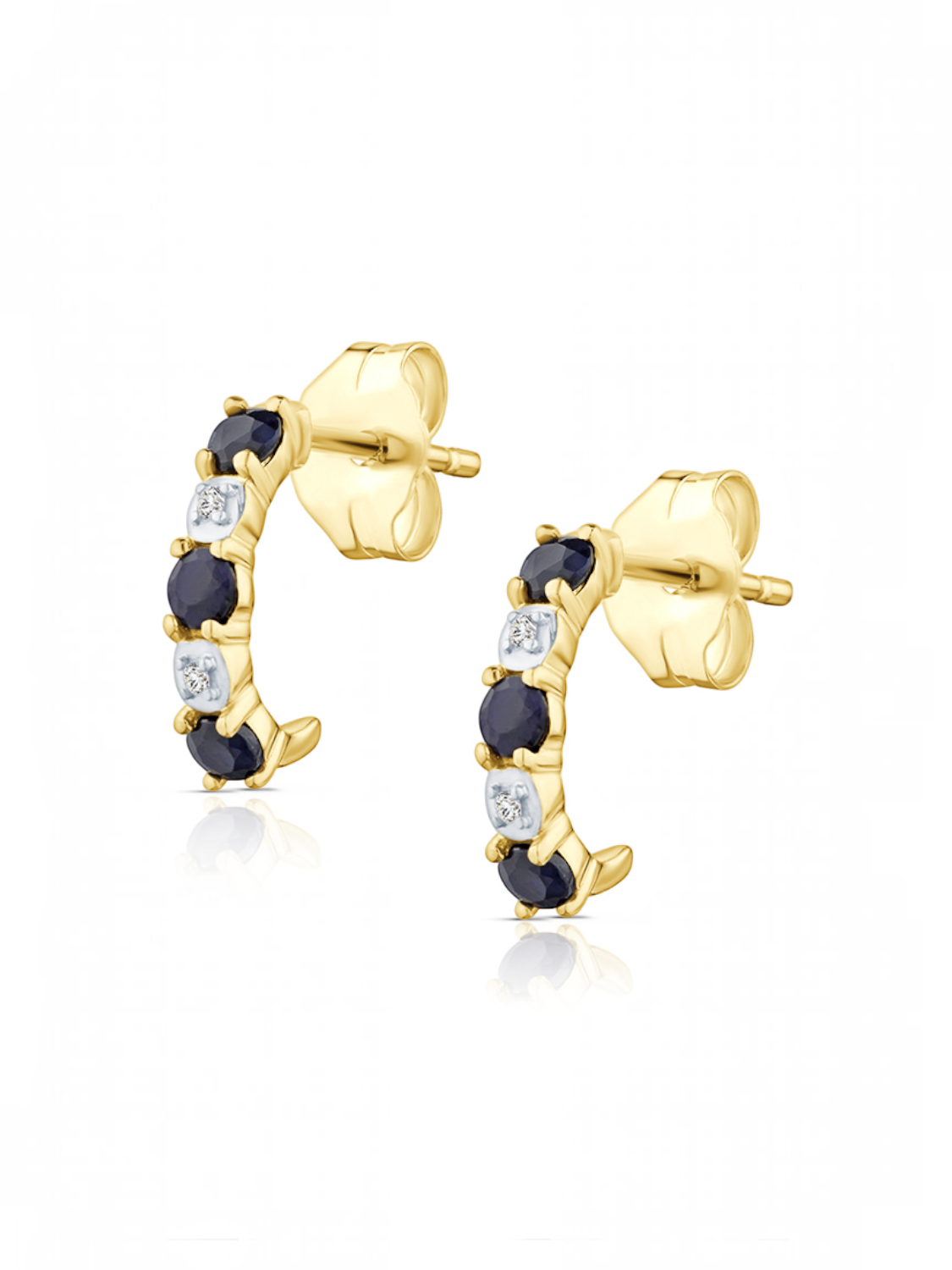 Creolen, mit Saphir, 375 Gelbgold