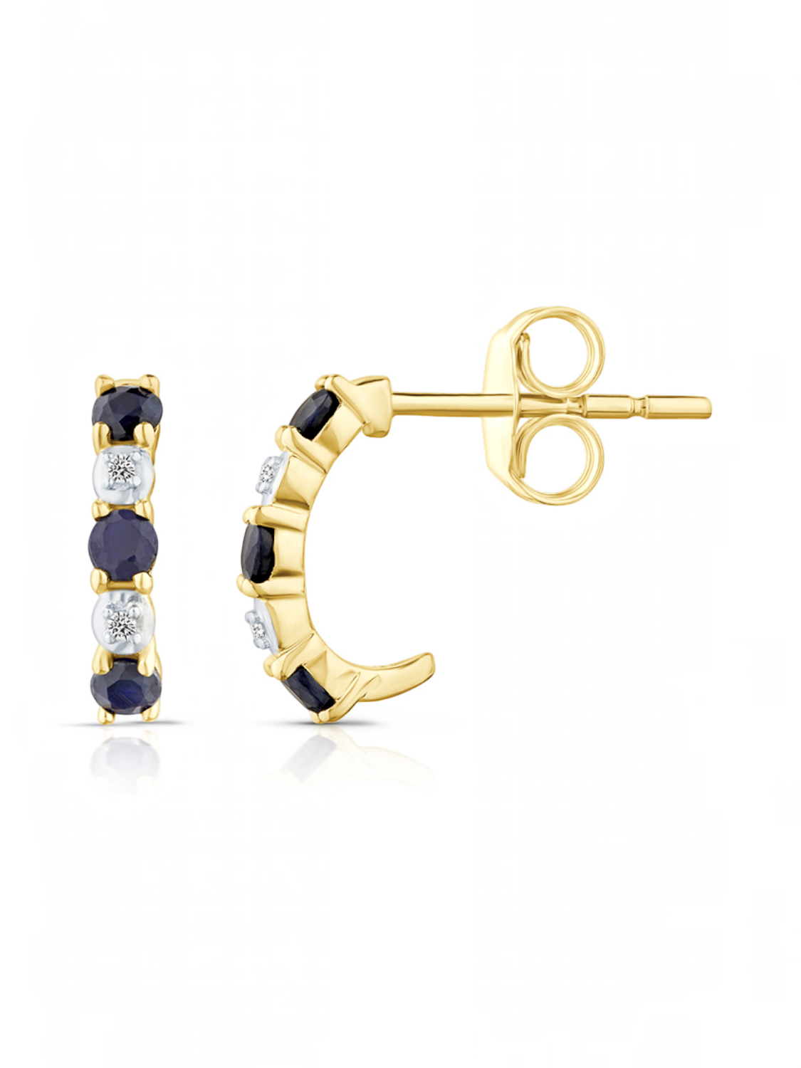 Creolen, mit Saphir, 375 Gelbgold