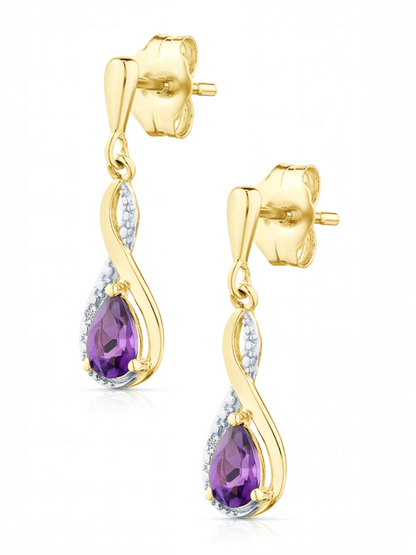 Ohrhänger, mit Amethyst, 375 Gelbgold