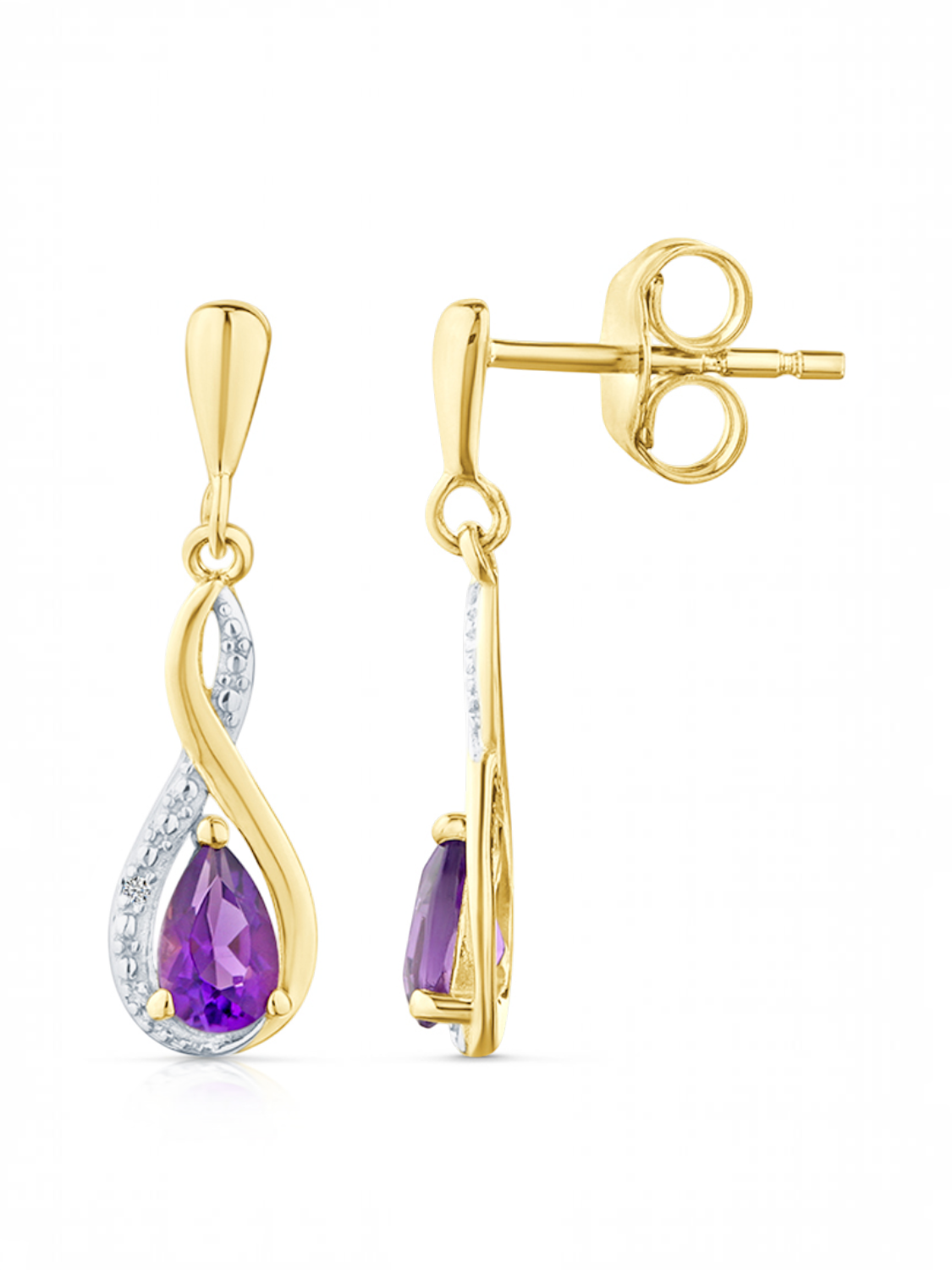 Ohrhänger, mit Amethyst, 375 Gelbgold