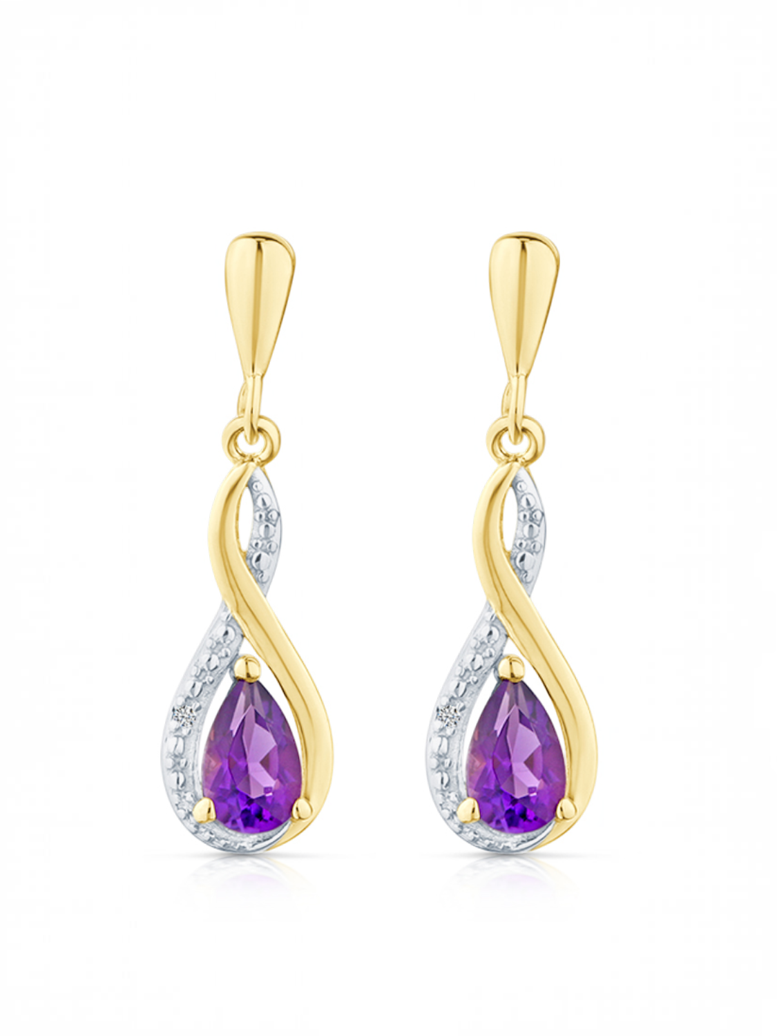 Ohrhänger, mit Amethyst, 375 Gelbgold