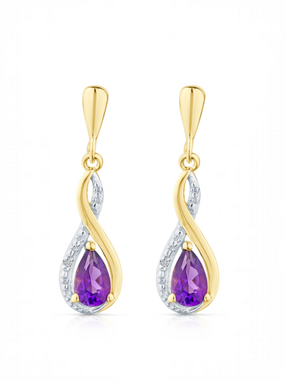 Ohrhänger, mit Amethyst, 375 Gelbgold