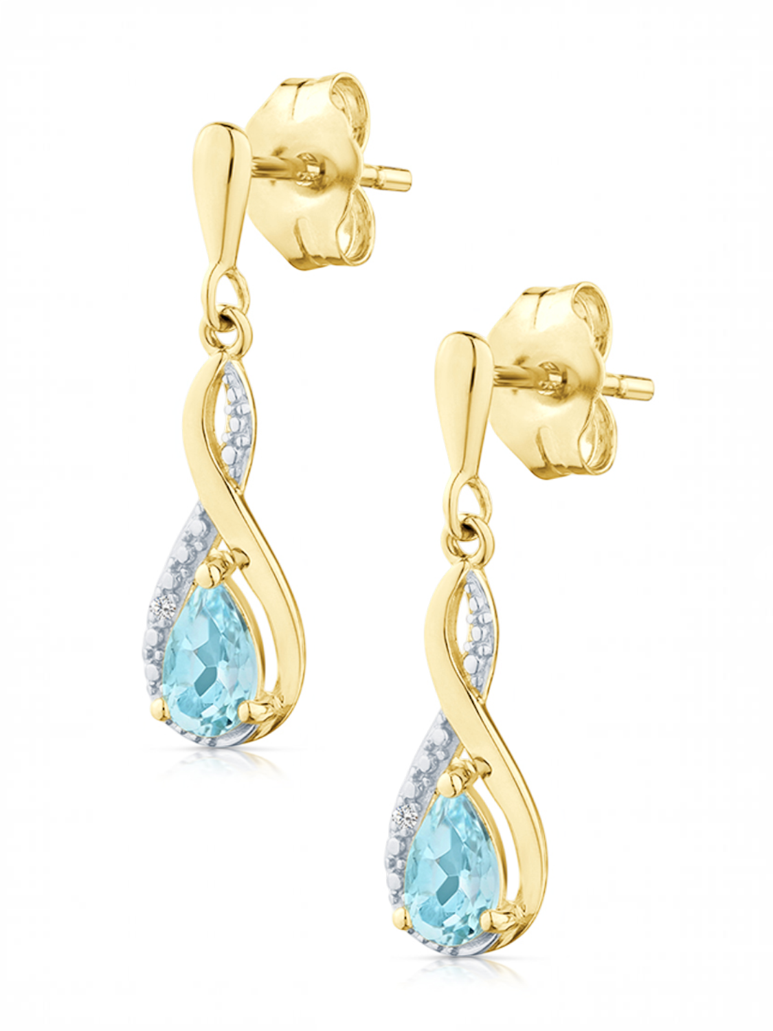 Ohrhänger, mit Blautopas, 375 Gelbgold