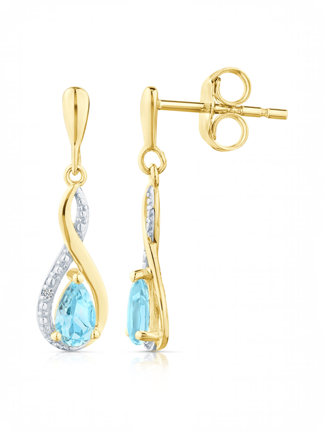 Ohrhänger, mit Blautopas, 375 Gelbgold
