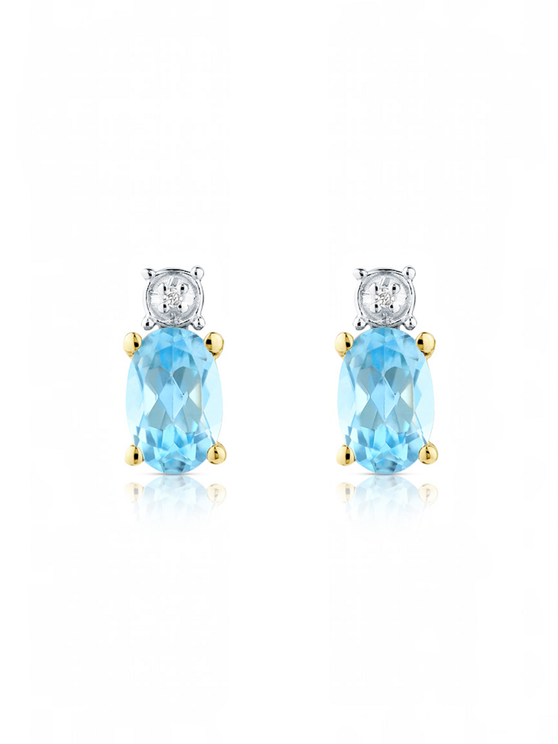 Ohrstecker, mit Blautopas, 375 Gelbgold