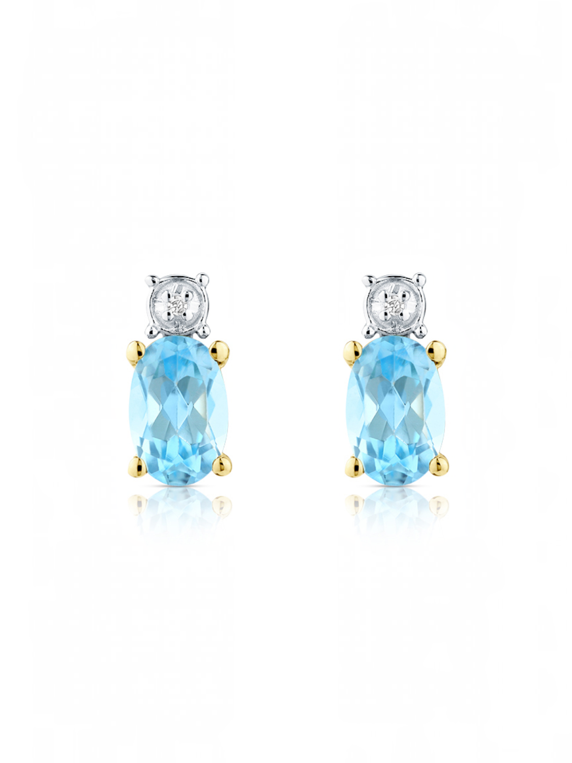 Ohrstecker, mit Blautopas, 375 Gelbgold