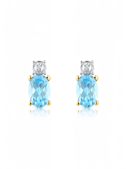 Ohrstecker, mit Blautopas, 375 Gelbgold