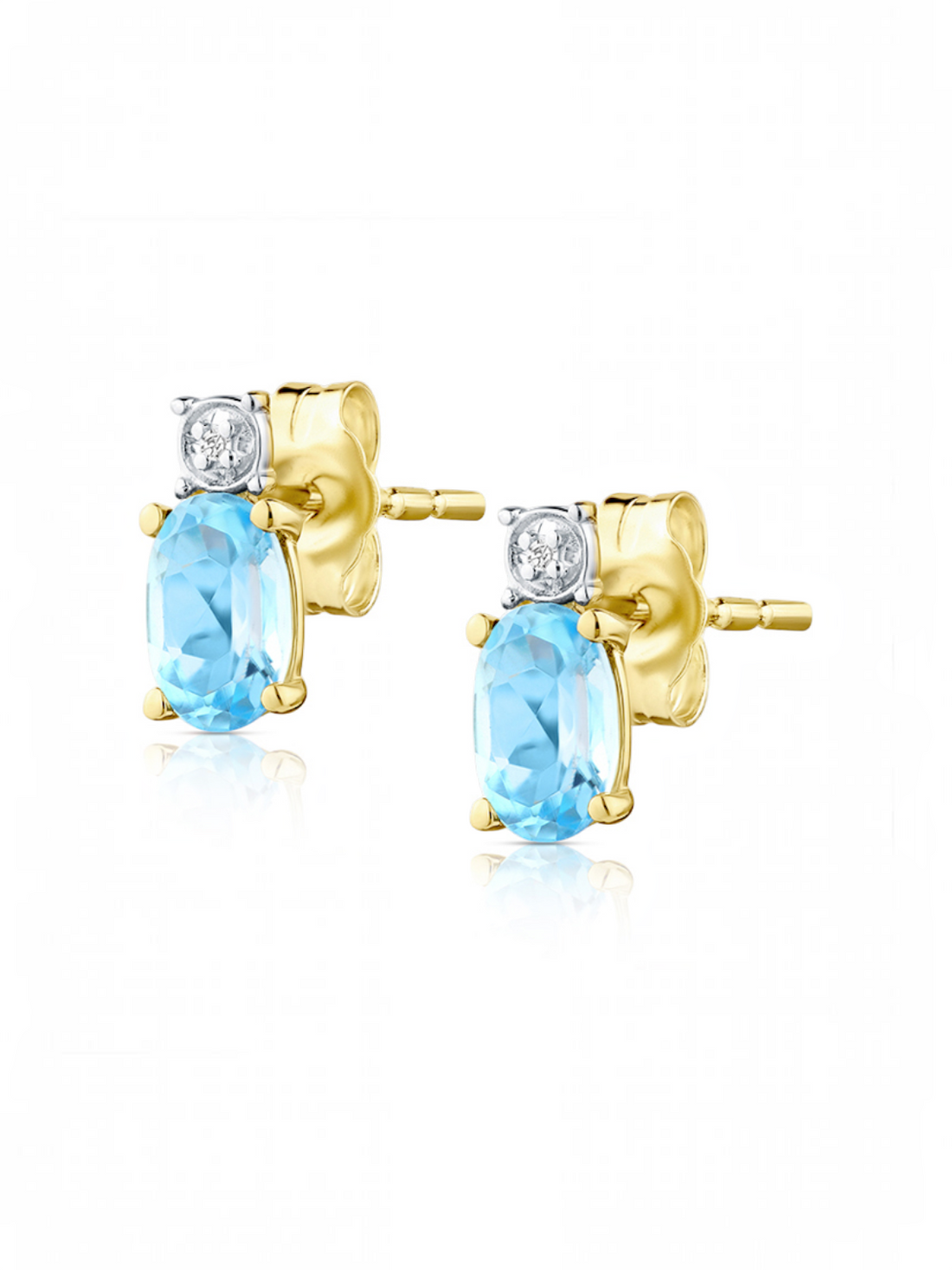 Ohrstecker, mit Blautopas, 375 Gelbgold
