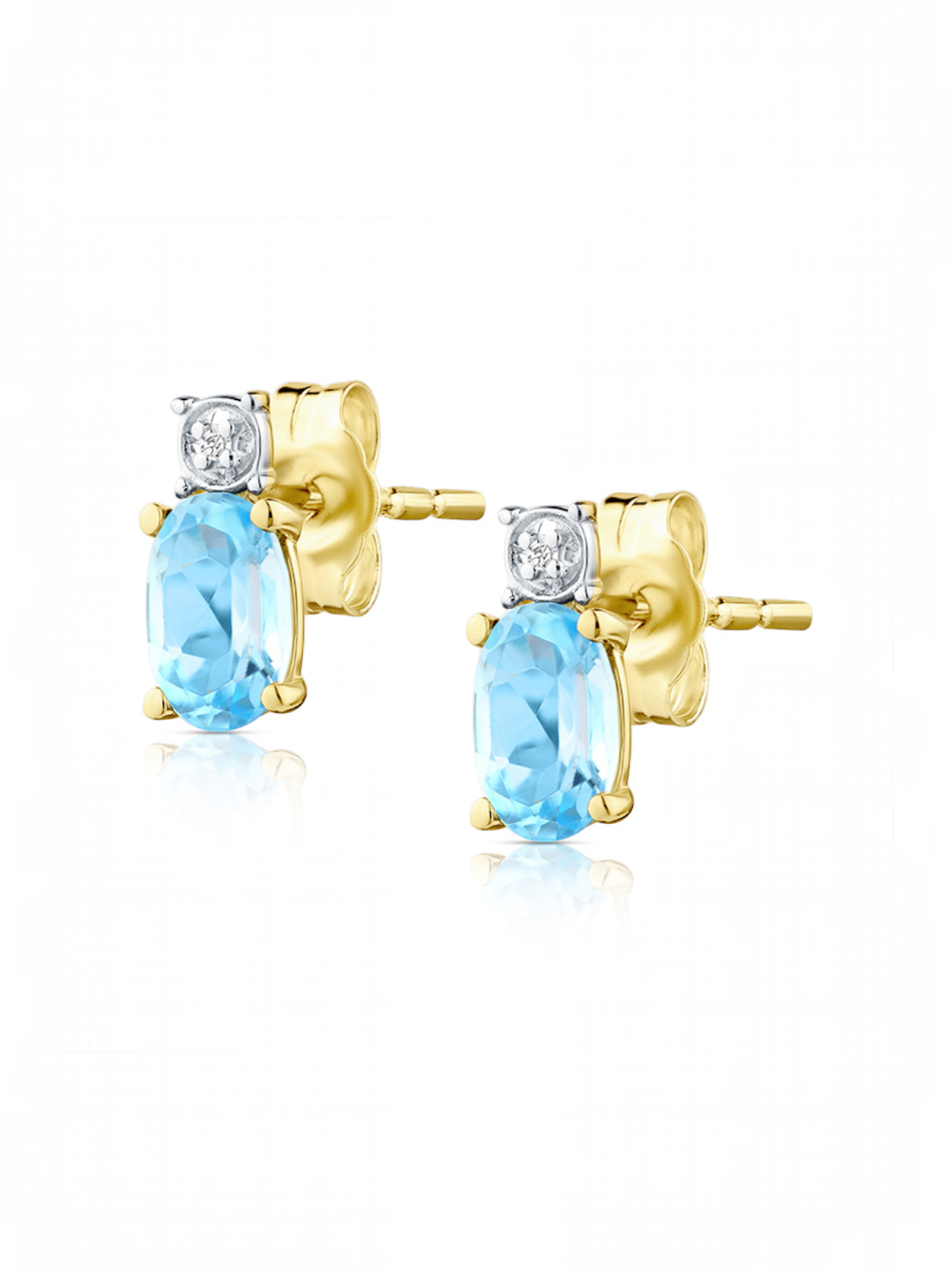 Ohrstecker, mit Blautopas, 375 Gelbgold
