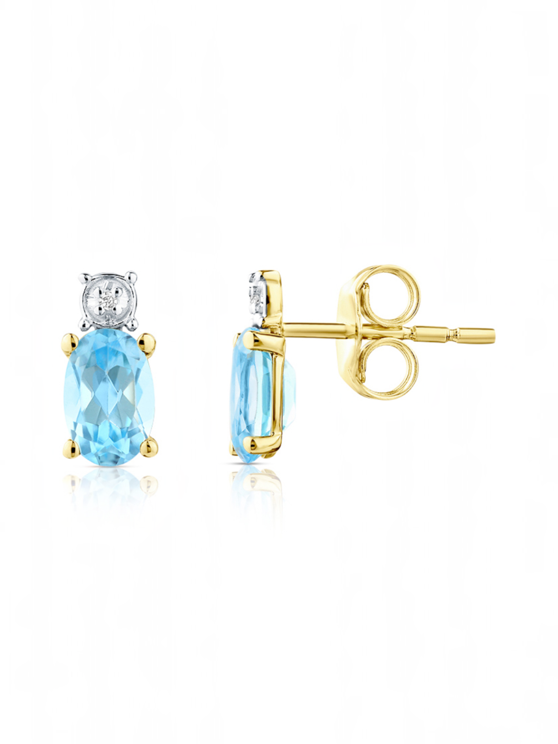 Ohrstecker, mit Blautopas, 375 Gelbgold