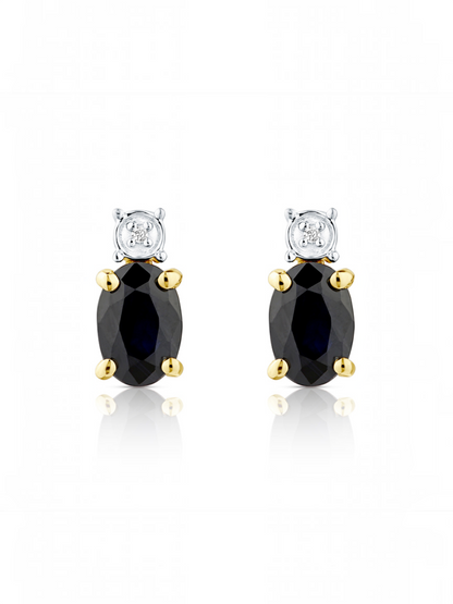 Ohrstecker, mit Saphir, 375 Gelbgold