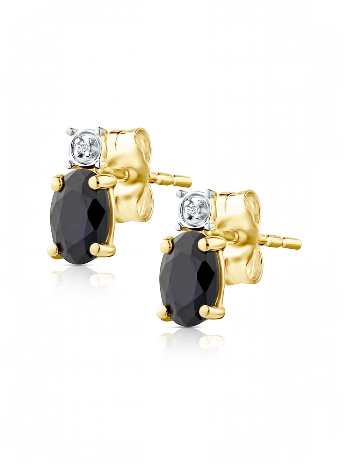 Ohrstecker, mit Saphir, 375 Gelbgold