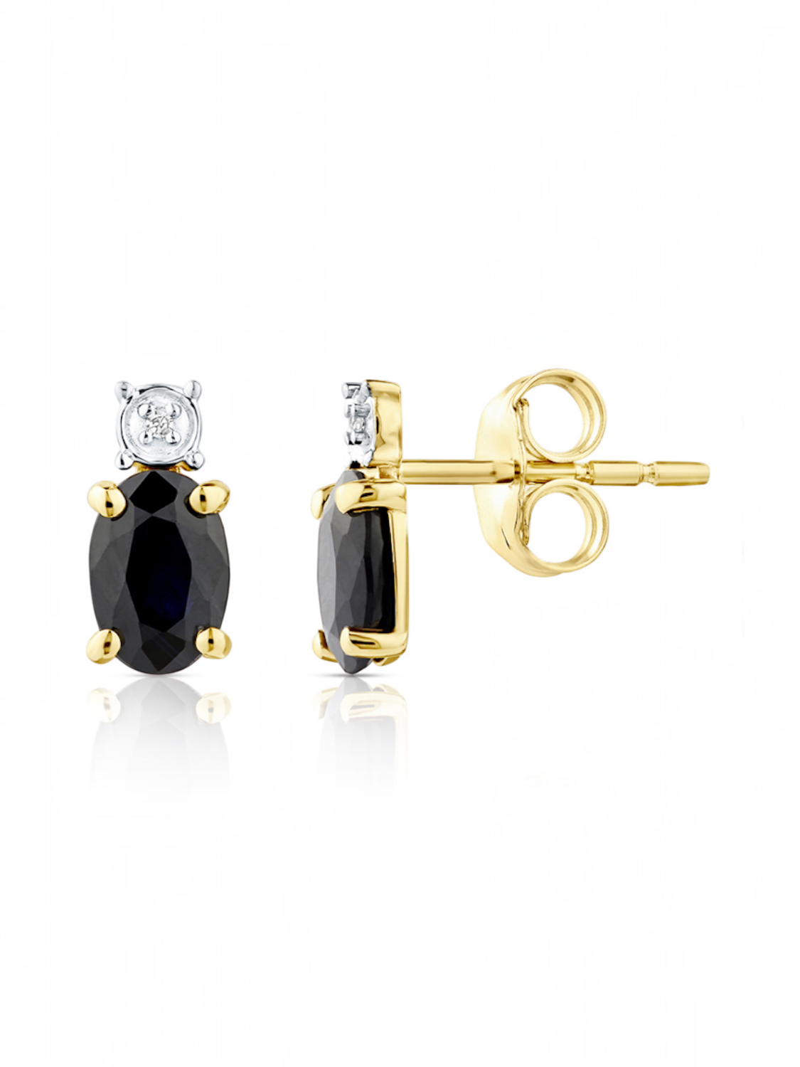Ohrstecker, mit Saphir, 375 Gelbgold
