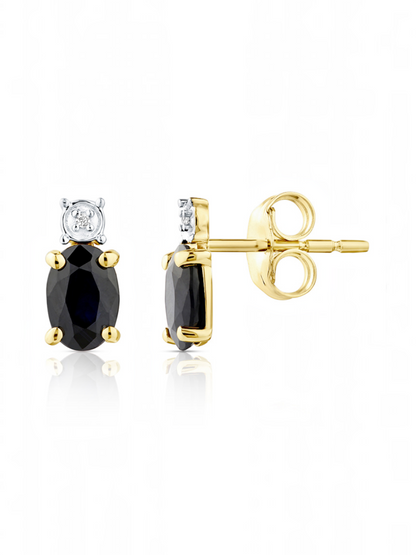 Ohrstecker, mit Saphir, 375 Gelbgold